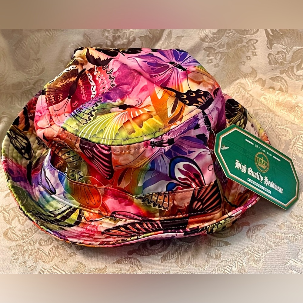 Crown Hat Co Botanical Butterfly Bucket Hat 100% Cotton Floral NWT Psalm 23 Sun - Picture 7 of 12